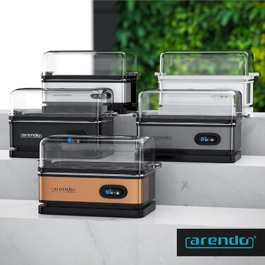 Arendo - Stainless Steel Egg Cooker with Keep-Warm Function - Tilt Switch with Indicator Light - Freely Selectable Hardness Level - Brushed Stainless Steel - BPA-Free - in Cool Grey B: Cool Grey
