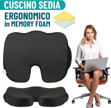 Подушка для попереку MAZZINI з Memory Foam - ергономічна підтримка спини для офісного крісла та авто, антиковзка, знімний чохол, при болях у попереку, для правильної постави