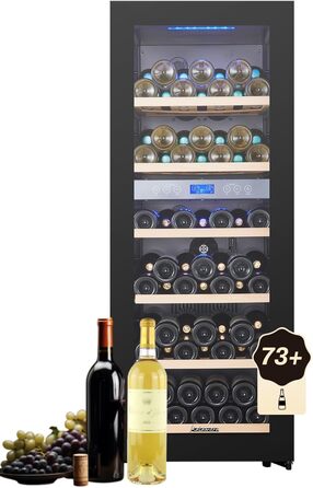 Kalamera 45 Bottle Dual Zone Wine Refrigerator - 120 Liter Capacity with LCD Display