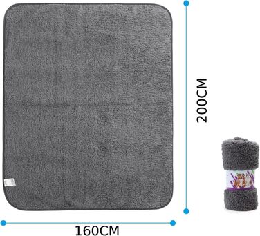 М'яка флісова підстилка для собак і котів Nobleza, 160 x 120 см (XXL 200 x 160 см), сіра