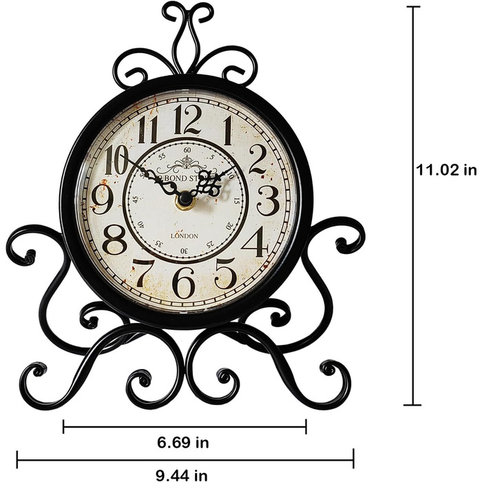 HZDHCLH Retro Silent Roman Table Clock for Living Room Bedroom Office Art Desk Clock (Pure Black)