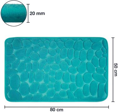 Memory Foam Bathroom Rug - Non-Slip Washable & Quick-Dry Bath Mat - 50x80 cm Petrol