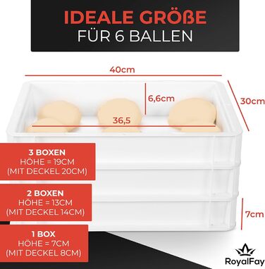 Pizza Ball Box Proofing Box for Pizza Dough Sourdough Yeast Dough Food Grade 30x40x8 cm (1 Box with 1 Lid) white
