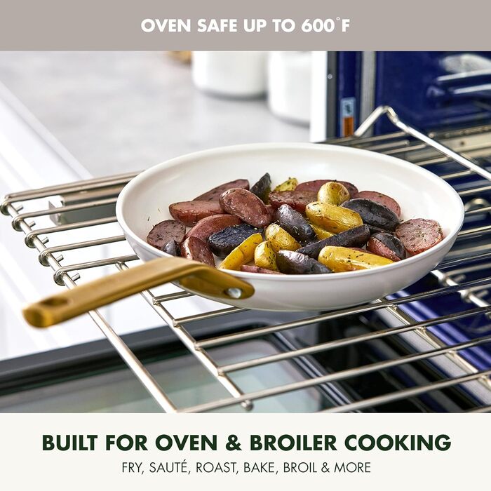 GreenPan Reserve Pro сковорода з антипригарним покриттям, 20.3 см, кераміка, не містить PFAS, нержавіюча сталь, для духовки та посудомийної машини, колір Гляцієво-блакитний