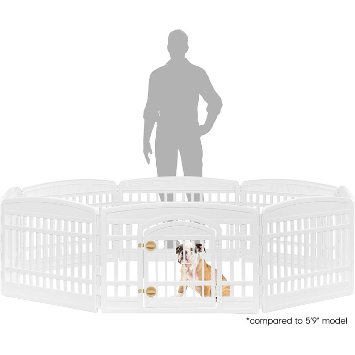 Клітка для собак IRIS USA 586690, пластикова, з дверцятами, 8 панелей, 61 см, біла