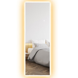 HOMCOM Full Length Mirror 40 x 120 cm Standing Mirror with LED Lights, Wall Mirror with Touch Control, Frameless Floor Mirror, for Bedroom, Living Room | Aosom