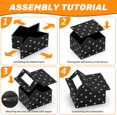 Кіт Будинок для Зовні Зимостійкий, Будинок для Вуличних Кішок з Знімними Подушками, Захист від Холоду для Тварин з Завісою на Дверях, Легко Збирається, Зелений (Чорний, 33 x 38 x 43 см)