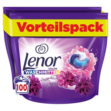 Капсули для прання Lenor Blütentraum для кольорових речей, 100 завантажень, тривала свіжість та видалення запахів при пранні в холодній воді