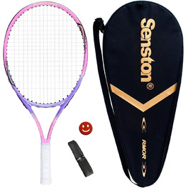 Senston Tennis Racket 19/23/25 Inch One-Piece Design with Tennis Bag, Overgrip & Vibration Dampener - Pink
