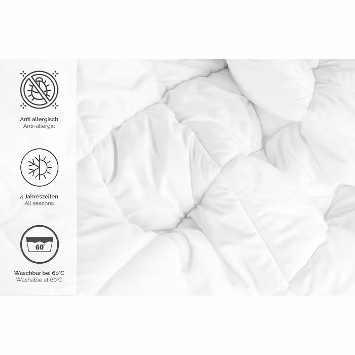 Alreya Quilt Cover 135x200 cm Comforter - 100% Cotton Top - Hypoallergenic for Allergy Sufferers - Soft & Warm All-Season Duvet - Breathable Quilt