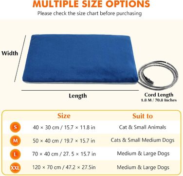 Електричний килимок для домашніх тварин Pecute, 40x50 см - підігрівач для собак та котів з постійною температурою