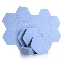 Акустичні гексагональні панелі Rdutuok для звукоізоляції, 30x26x1 см, світло-блакитні (12 шт) — шумопоглинаючі плити для студії, офісу та декору стін