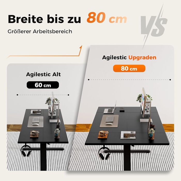 Регульований за висотою стіл Agilestic: електричний, з пам'яттю, ергономічний, 120x80 см, білий/чорний