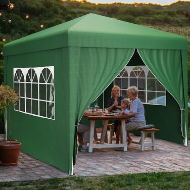 YITAHOME 3x3M Outdoor Pop-Up Pavilion with Sides, Folding Gazebo, Waterproof Foldable Garden Pavilion for All Seasons, Camping Pavilion, Anti-UV with Free Adjustable Height for Parties, Markets