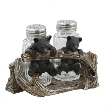 Hanging salt and pepper shakers, 2 cute bears, rustic design