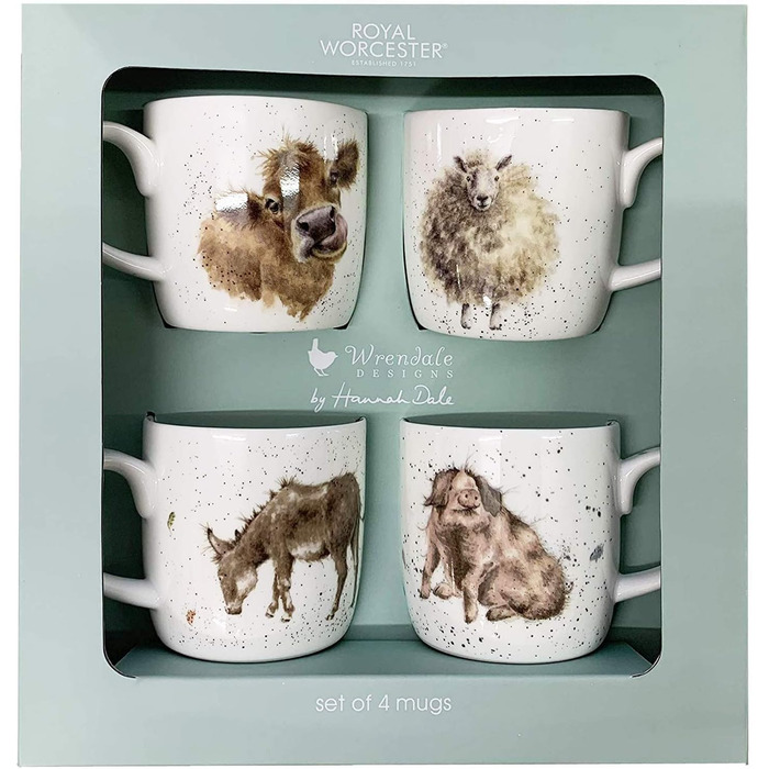Portmeirion Royal Worcester MMV3969-XG Summer Teacup Set, 4-Piece, 0.31 l, Porcelain, Cup, Coffee Cup, Home, All Occasions
