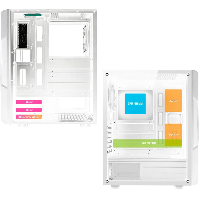 Корпус для ПК Spirit of Gamer Clone III Білий RGB | ATX/mATX/ITX | з темперованим склом | 2 вентилятори 120 мм (1 ARGB)