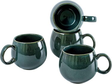 UNICASA Porcelain Coffee Mugs, Set of 4 Cups with Handles, Each 530 ml, Dishware Cup Mug for Tea, Coffee, Milk, Cappuccino, Green