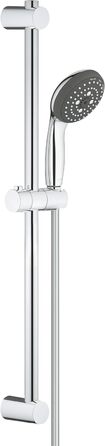 Душова лійка GROHE Vitalio Start 100, хром, кругла, з набором для стійки, 3 струмені, водозберігаюча