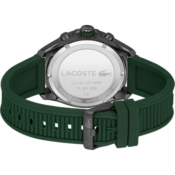 Годинник чоловічий Lacoste Chronograph Quarz TIEBREAKER з зеленим силіконовим браслетом 2011153