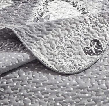 Комплект стеганих ковдр Brilliant Sunshine Grey Heart Love Patchwork (2 шт.) з наволочкою, двостороння покривало, м'яка легка ковдра, універсальна ковдра для двоспального ліжка, сірий колір