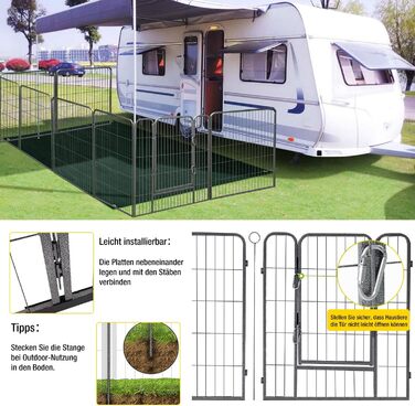 Клітка-загон для собак Aivituvin Welpenlaufstall – 8 панелей, 79x100 см, чорний, XL. Загон для цуценят, вольєр для собак, вольєр для тварин з дверцятами для дому та саду