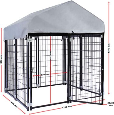 Будка для собак Wiltec з дахом 121x121x137 см, міцна сталева конструкція, вулиця