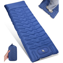 Tixexo Self-Inflating Sleeping Pad - Camping Air Mattress with Foot Pump - 13cm Thick, Spliceable, for Hiking & Outdoor Use (Blue)
