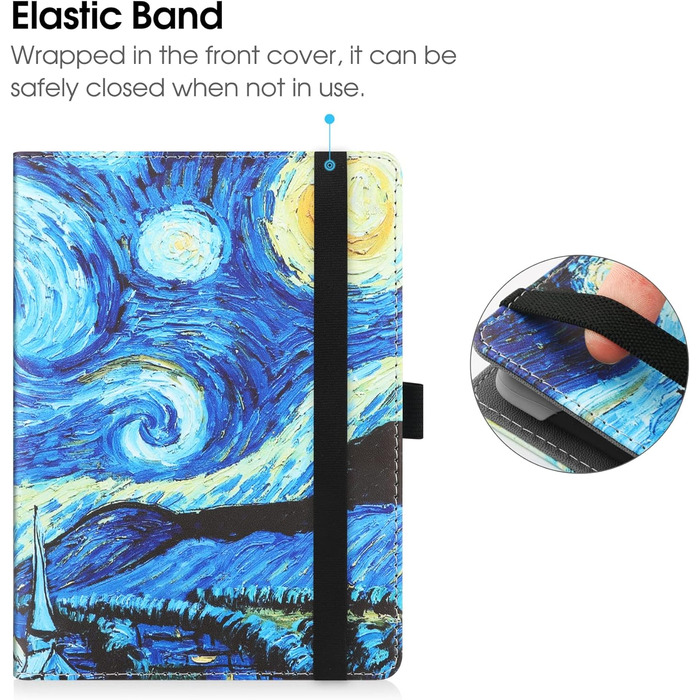 Чохол для eReader 6 дюймів: Kindle, Kobo, Tolino, Pocketbook, Sony. Чохол-підставка з петлею. Зіркове небо