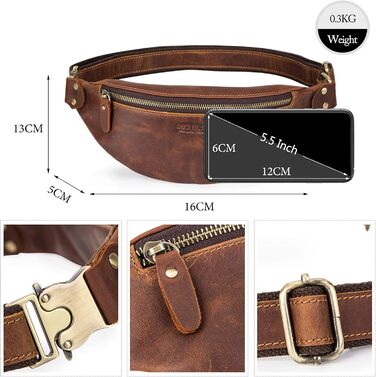 Чоловіча сумка через плече FANDARE з натуральної шкіри, бананка, поясна сумка для подорожей, туризму, занять спортом (Димно-коричневий)