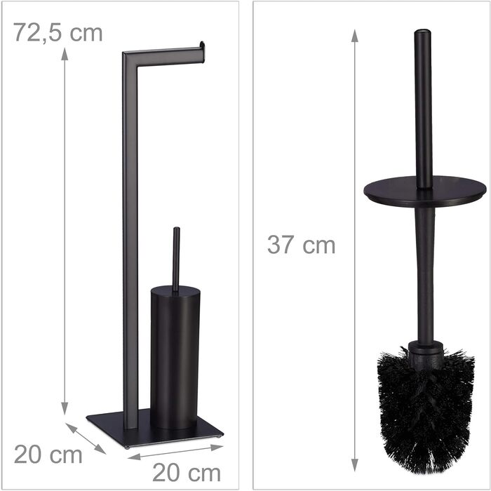 Relaxdays Toilet Accessories Set - Toilet Paper Holder, Toilet Brush & Holder, Standing, Black