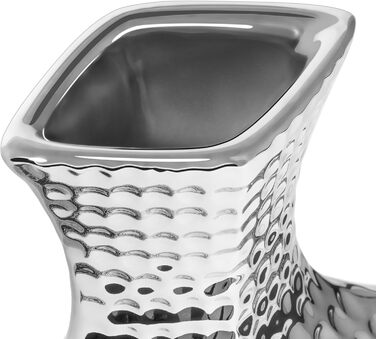 Torre & Tagus Helio Hammered Ceramic Vase - Tall Silver Finish