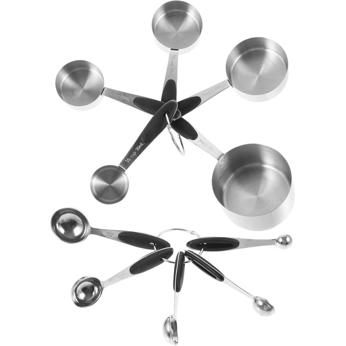 Cabilock 3-Piece Measuring Spoon Set, Stainless Steel Kitchen Helper Set, Kitchen Utensil Set, Measuring Spoons Set, Dessert Cups with Lid, Measuring Spoon Cup, Stainless Steel