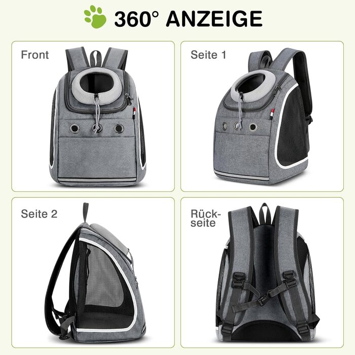 Рюкзак-переноска для собак та котів ALLSOPETS: зручний та дихаючий рюкзак для подорожей з великими котами та маленькими собаками (темно-сірий)