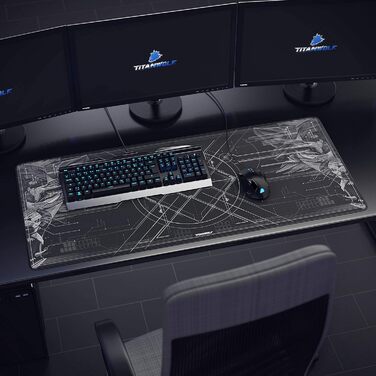 Ігровий килимок для миші TITANWOLF XXL Speed Gaming Mousepad, 900 x 400 мм, великий килимок на стіл для підвищення точності та швидкості