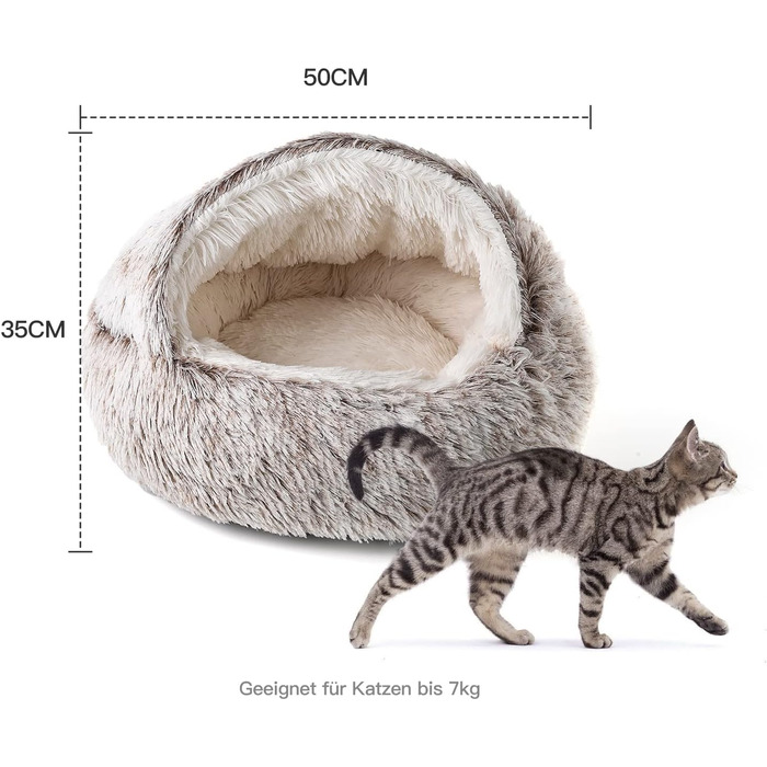 CATISM Cat Bed, Fluffy Cat Blanket, 50cm Cozy Cat Bed for Large Cats/Kittens Washable Snuggle Dog Bed/Dog House Soft Comfortable Coffee