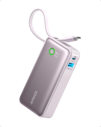 Powerbank Anker Nano 10000mAh з USB-C кабелем, 30W PD, USB-A, для iPhone, MacBook, Galaxy, iPad, AirPods (фіолетовий)