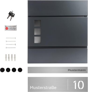 Поштовий ящик Forgard Helsingborg антрацит з газетницею, RAL 7016, персоналізований, з монтажним комплектом
