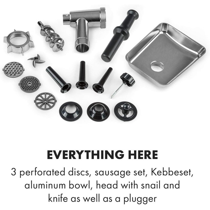 Klarstein Kraftprotz 700W Electric Meat Grinder - Copper Motor, 2 Speed & Reverse, Aluminum Housing, Stainless Steel Blades