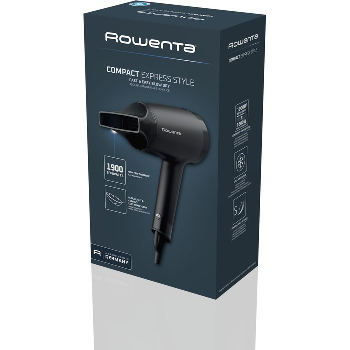 Фен Rowenta Express Style CV1811: 1900 Вт, іонізація, холодний струмінь, компактний дизайн