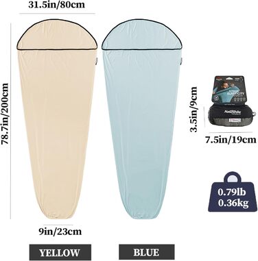 Naturehike Single Sleeping Bag, High Elasticity, Tear-Resistant, Breathable, Cool, Silky, Adult Sleeping Bag, Lightweight, Zipperless, Machine Washable, for Camping, Hotel, and Travel