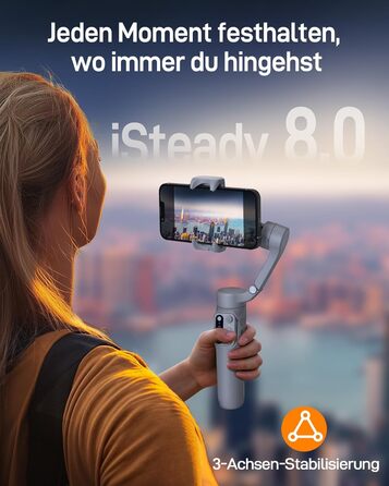 Hohem iSteady X3 SE - Стабілізатор для смартфона, 3-осьовий, сірий. Ідеально для Vlogging, Selfie та подорожей. 11 годин роботи від акумулятора.
