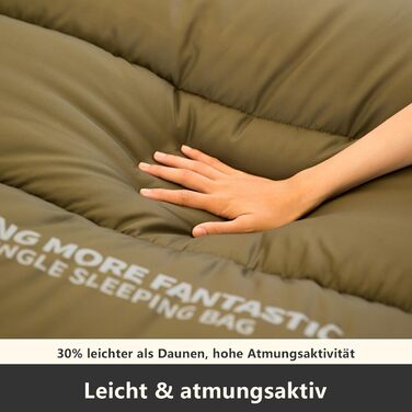 Спальний мішок BISINNA для дорослих: Graphene Polyester, 220x90cm, 4 сезони, водонепроникний, дихаючий, 1.8/2.5kg