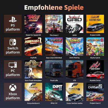 Ігрове кермо NBCP R270 з педалями: 270°, вібрація, сумісність з PC, PS3, PS4, Xbox One, Xbox Series X/S, Nintendo Switch – для гоночних ігор