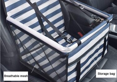 Автомобільний чохол на сидіння для собак та котів, дихаючий, водонепроникний, з безпечною шлейкою, блакитний у смужку