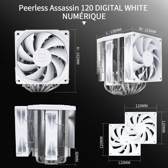 Кулер для процесора TR Peerless Assassin 120 Digital White - 1850RPM, підтримка Intel LGA1700/1851/115X/1200, AMD AM4/AM5