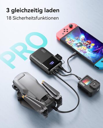 Портативний зарядний акумулятор INIU 100W 25000mAh з USB-C, для ноутбуків, телефонів, iPad, DJI, iPhone, в похід, у подорож, чорний