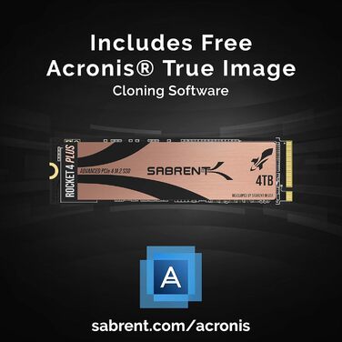 SSD накопичувач Sabrent M.2 NVMe Gen 4 з радіатором, 4TB, PCIe 4.0, 7100 MB/s, для ігор, PS5, ПК, ноутбуки, десктопи