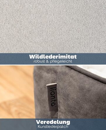 Кіжувалка Lionto для собак 2-в-1 з комфортним входом, м'яке ліжко для домашніх тварин, яке можна перевернути, для собак і котів, 80x60 см, подушка для собак з легкого у догляді штучної замші, сіра L 80 x W 60 x H 26 см Темно-сірий/Світло-сірий