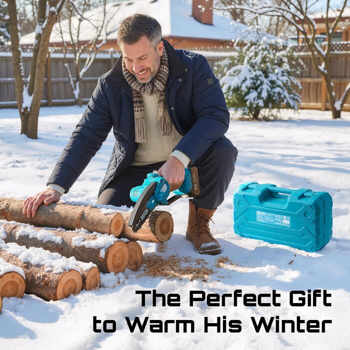 Акумуляторна міні-пила SEESII 6 дюймів (8000mAh) з автоматичною подачею мастила та запасним ланцюгом | Пила для саду, гілок та дрібного дерева